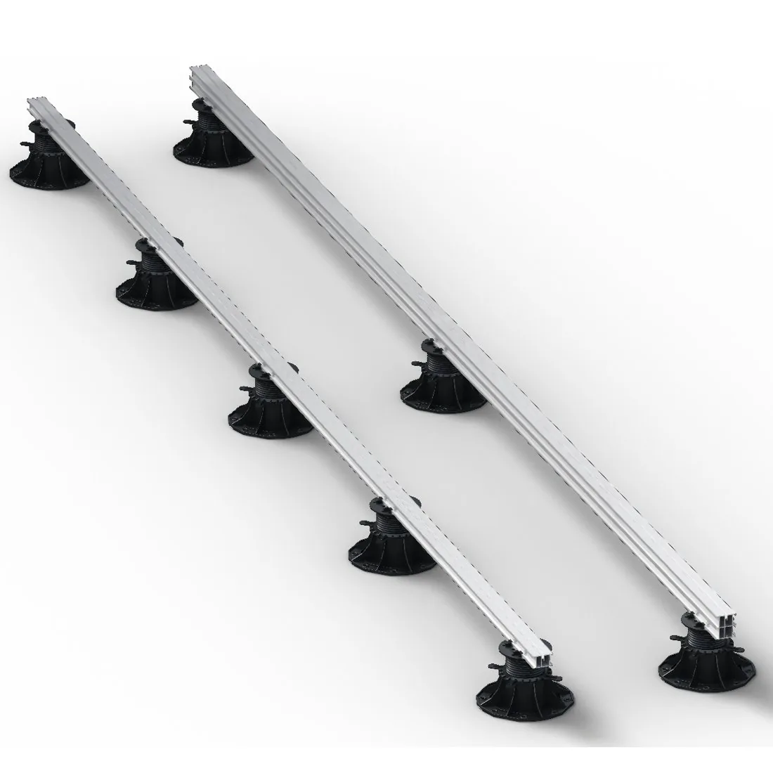 Rastreles de aluminio Bruggan Expert sobre soportes regulables
